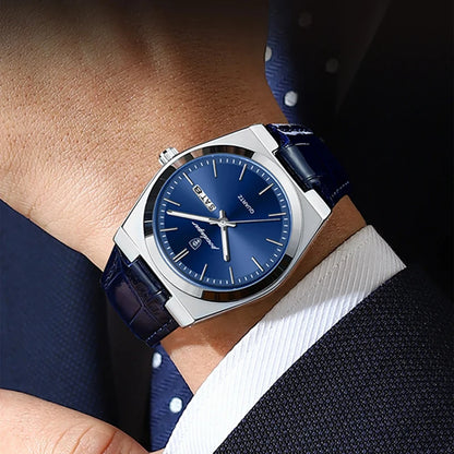 POEDAGAR New Men Watch Luxury Brand Leather Strap Double Calendar Waterproof Male Business Leisure Fashion Quartz Watches Mens